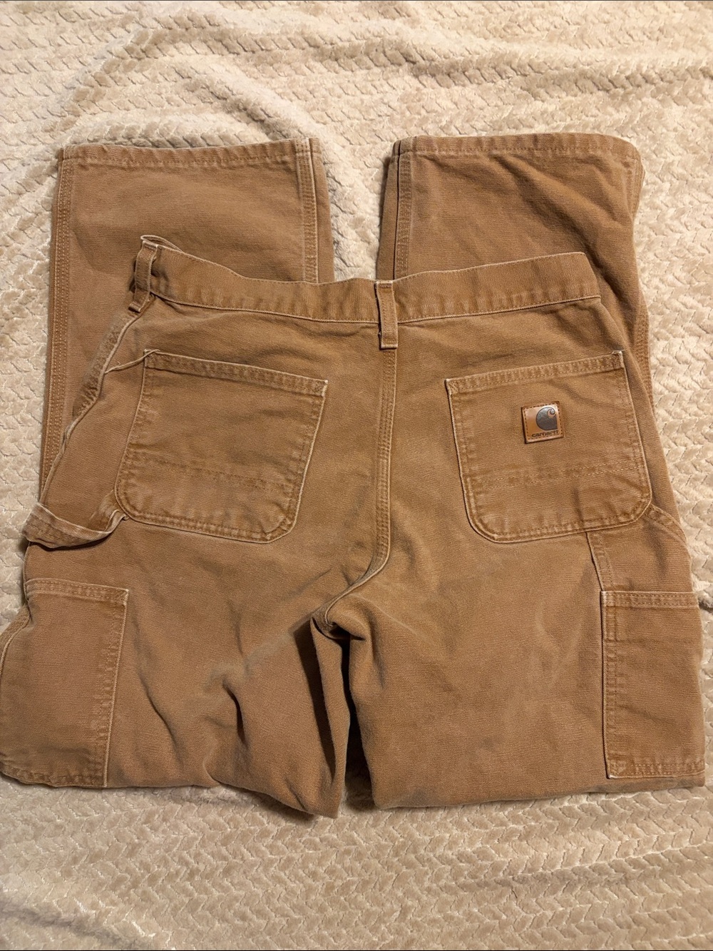 Carhartt Men's Tan Cargo Work Pants with Utility Pockets